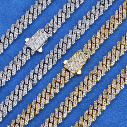 8mm Double-Row Moissanite Cuban Link Chain for Men – S925 Sterling Silver Custom Luxury Hip Hop Necklace - CaratixJewelry