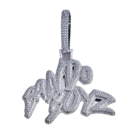 Iced Out "Bando Boyz" Letter Pendant | Men's Real Copper CZ Necklace - CaratixJewelry