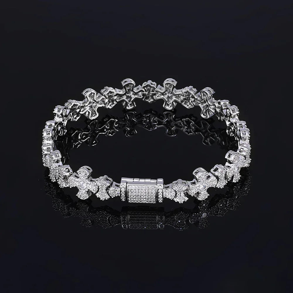 Iced Out Cross Chain Bracelet Zircon Box Clasp Hip Hop Jewelry for Women | Caratix Jewelry - CaratixJewelry