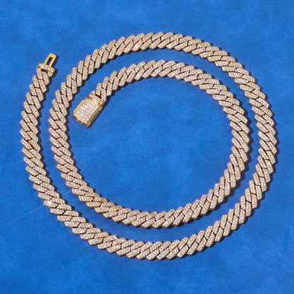 8mm Double-Row Moissanite Cuban Link Chain – S925 Sterling Silver Iced-Out Luxury Hip Hop Men’s Statement Necklace - CaratixJewelry