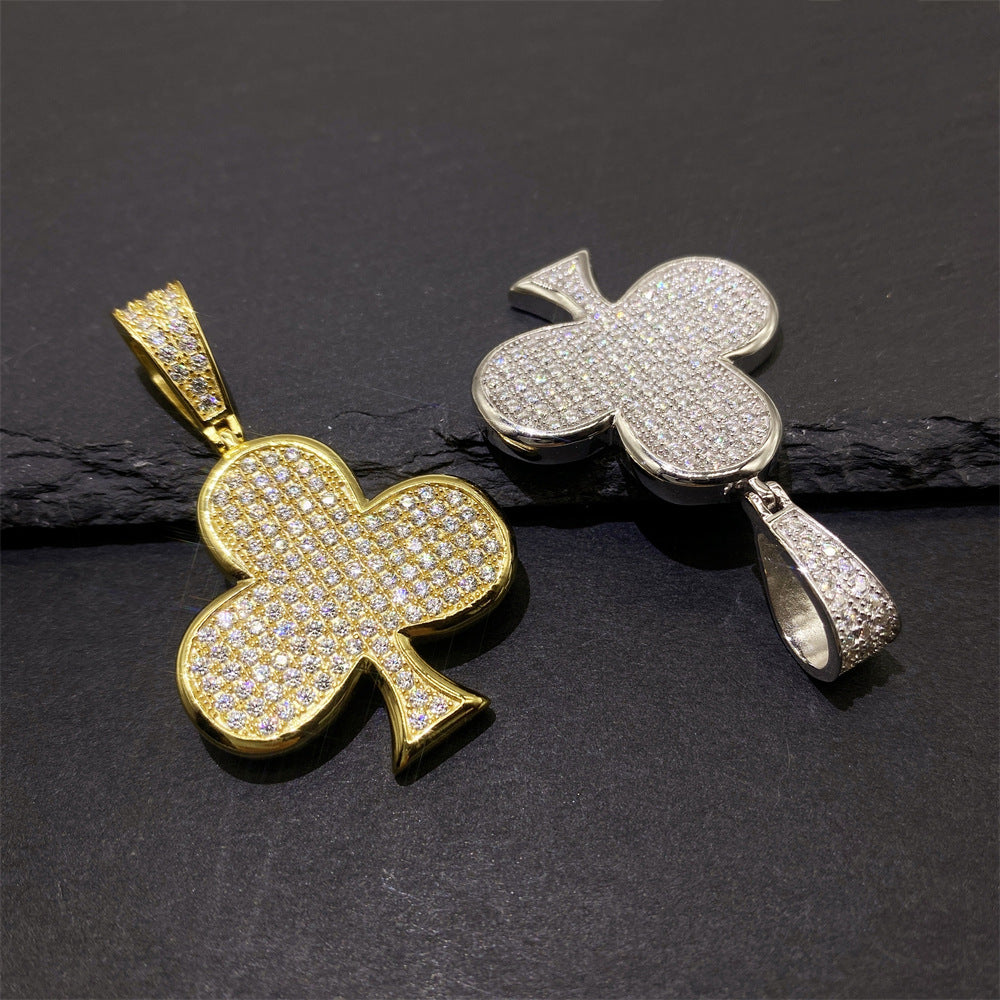 S925 Silver Moissanite Plum Blossom Pendant | Iced Out Flower Charm for Tennis Chains | Caratix