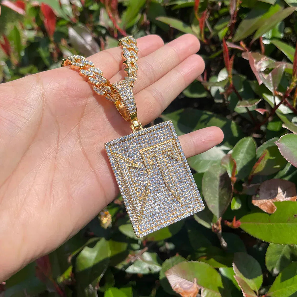 Men's Corridos Tumbados Initial Necklace | Premium Copper CZ Hip Hop Medallion Caratix - CaratixJewelry