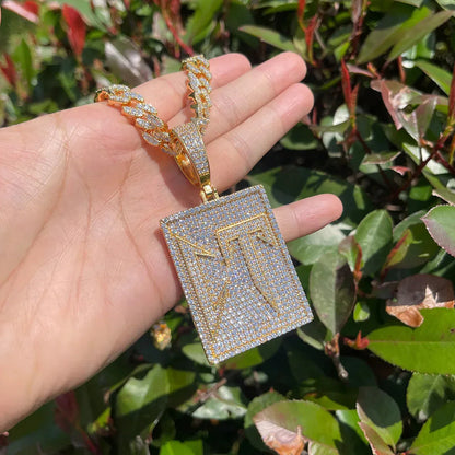 Men's Corridos Tumbados Initial Necklace | Premium Copper CZ Hip Hop Medallion Caratix - CaratixJewelry