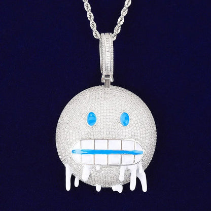 Men's "Mean Mug" Emoji Necklace | Funny & Aggressive Hip Hop Jewelry - CaratixJewelry