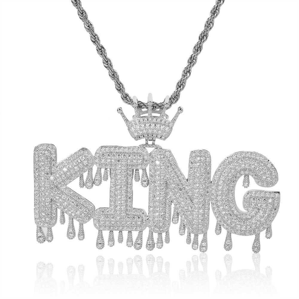 ATM Dollar Letter Pendant Necklace with T-Shaped Zircon Stones for Men | Caratix Jewelry - CaratixJewelry