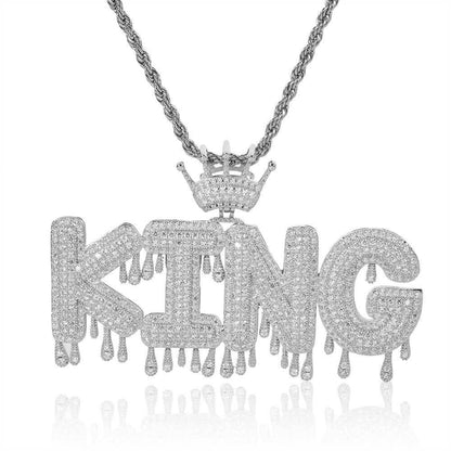ATM Dollar Letter Pendant Necklace with T-Shaped Zircon Stones for Men | Caratix Jewelry - CaratixJewelry
