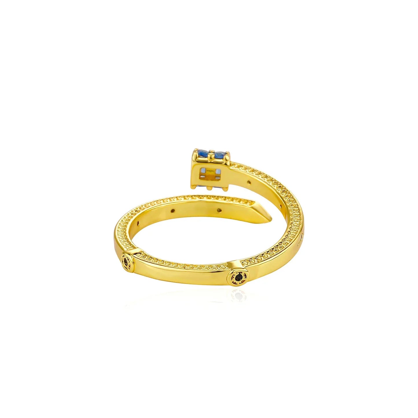 Luxury Blue Zirconia Nail Ring | Heavyweight Open Band Jewelry | Caratix