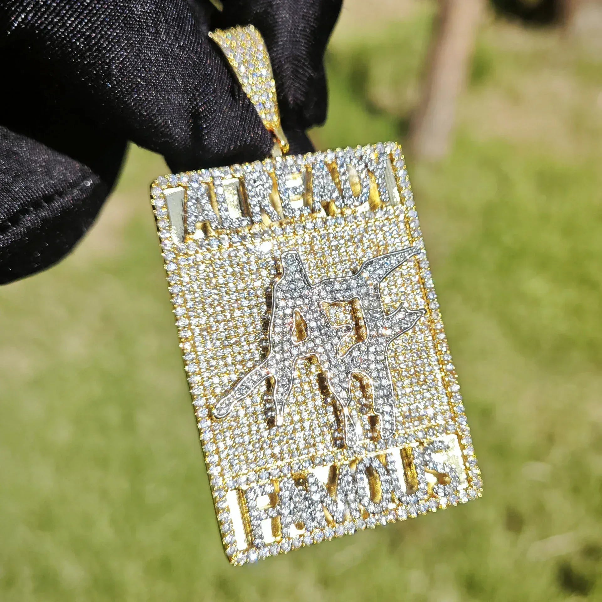 Iced Out Letter Dog Tag Pendant Necklace – Hip Hop CZ Streetwear Jewelry - CaratixJewelry