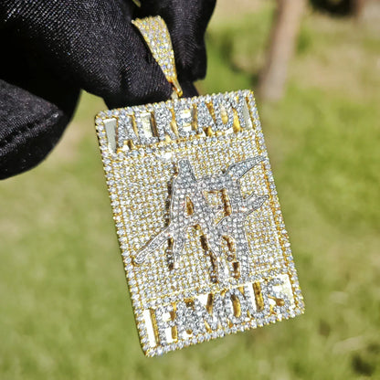Iced Out Letter Dog Tag Pendant Necklace – Hip Hop CZ Streetwear Jewelry - CaratixJewelry