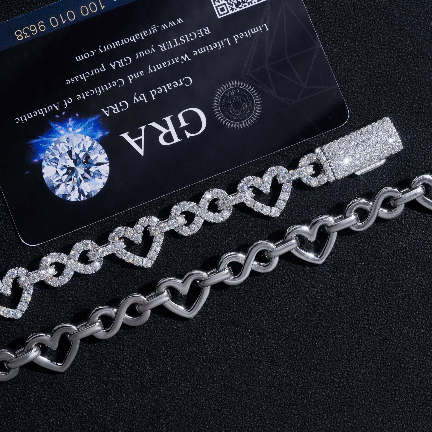 8.5mm S925 Silver Infinity Heart Moissanite Chain | Figure 8 Heart Link | Caratix