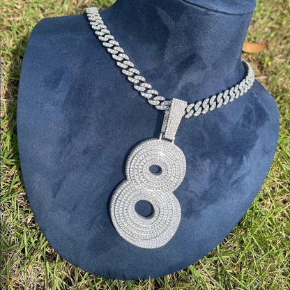 Men's Big Digit Necklace | Premium Copper CZ Infinity Wealth Jewelry Caratix - CaratixJewelry