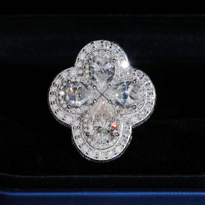 Flower Moissanite Men’s Ring | S925 Silver Luxury Iced Out Hip Hop Jewelry - CaratixJewelry