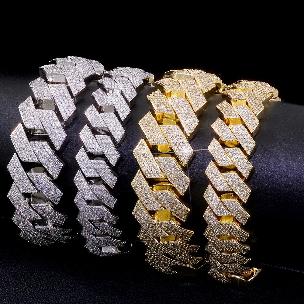 Rapper Iced Out Chain Four Row Cuban Zircon - CaratixJewelry