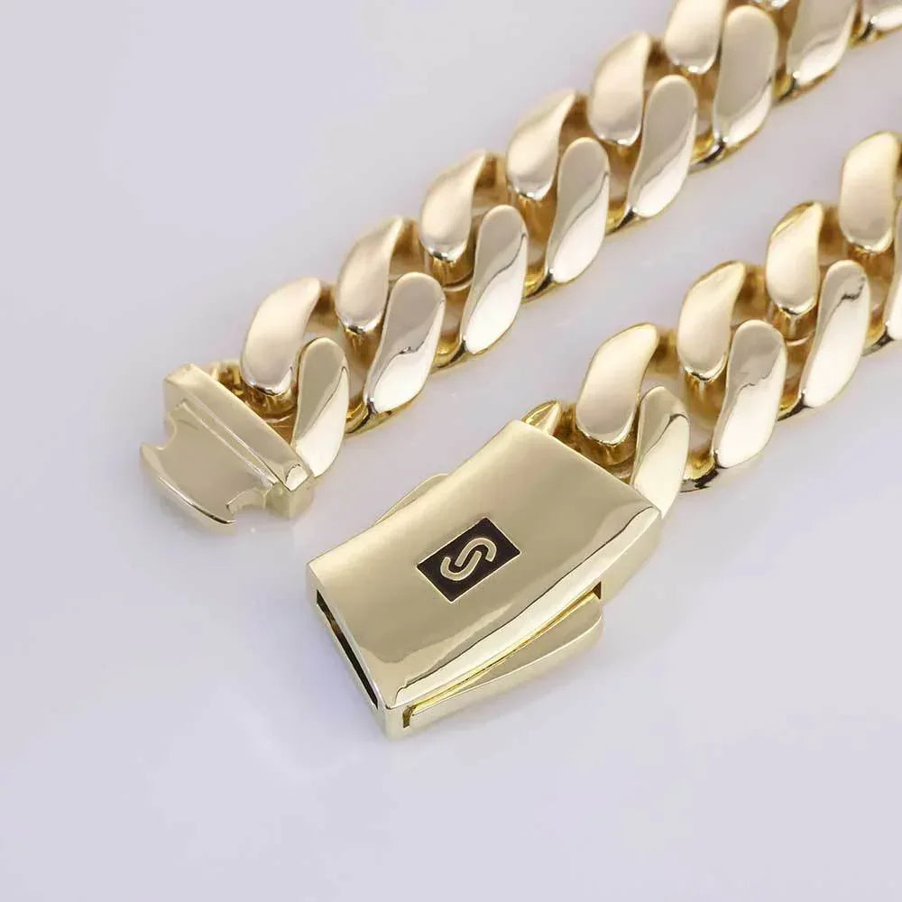 20mm Polished Cuban Link Necklace Gold Chain Rapper Style for Men | Caratix Jewelry - CaratixJewelry