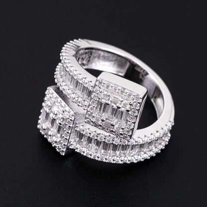D-Color Step-Cut Moissanite Ring | S925 Silver Unisex Full Iced Out Hip Hop Jewelry - CaratixJewelry
