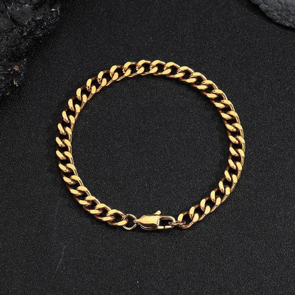 6mm Cuban Link Bracelet with Stainless Steel and Titanium Steel - CaratixJewelry