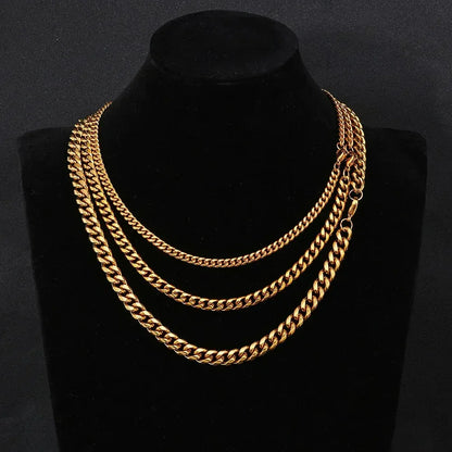 Rounded Cuban Chain Necklace with Lobster Clasp 18K Gold Plated for Men | Caratix Jewelry - CaratixJewelry