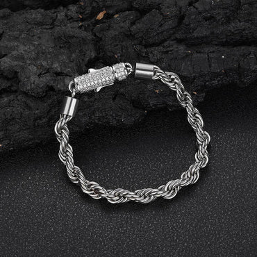 6mm Twist Rope Chain Stainless Steel Bracelet Caratix Jewelry - CaratixJewelry