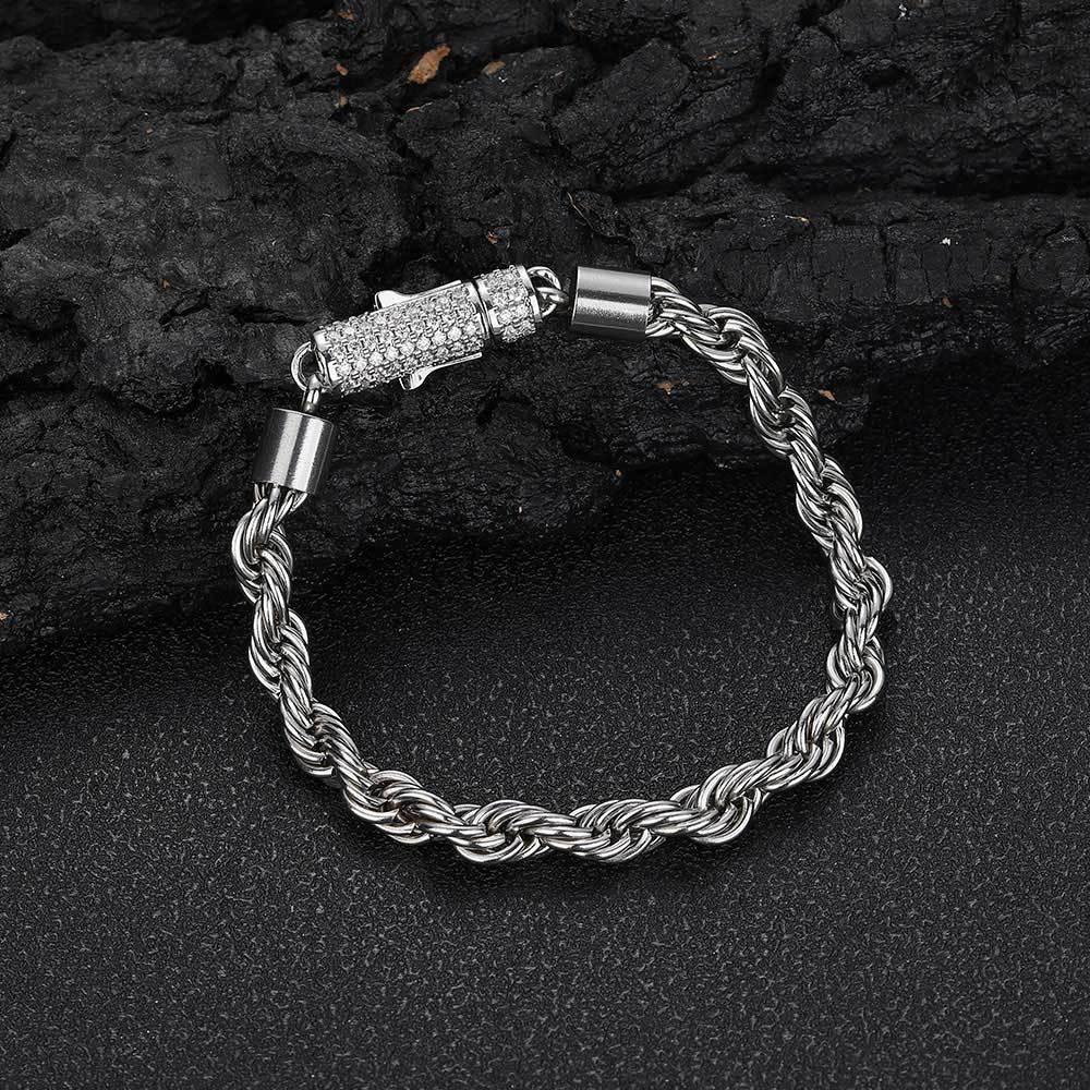 6mm Twist Rope Chain Stainless Steel Bracelet Caratix Jewelry - CaratixJewelry