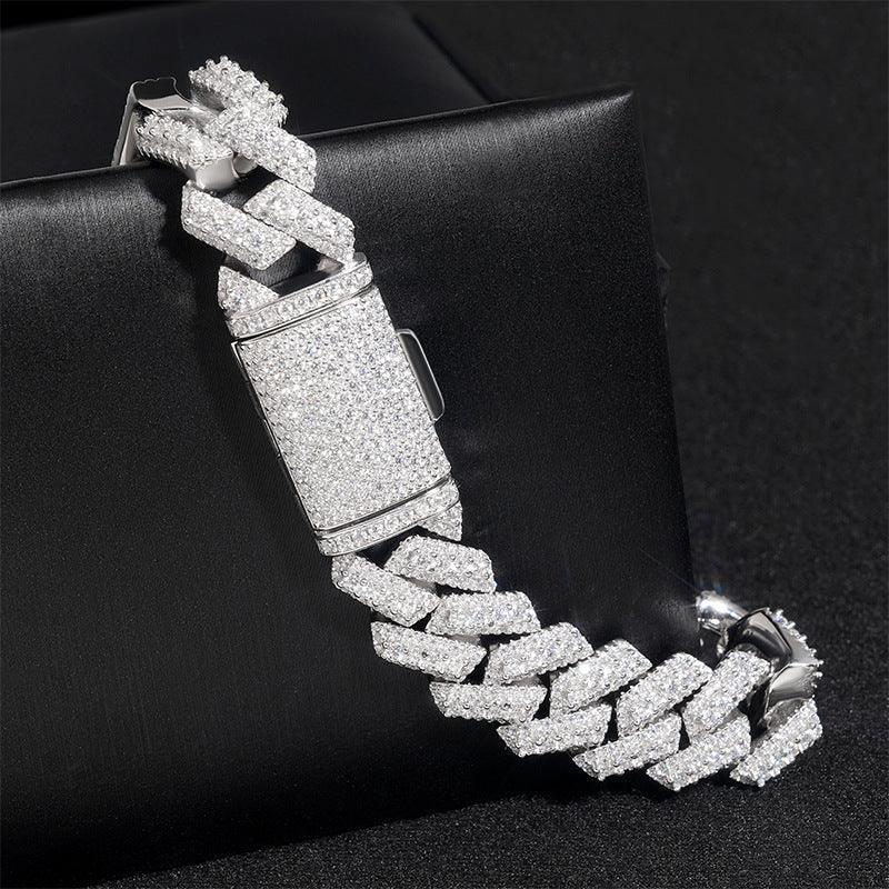 15mm Moissanite Cuban Link Chain | Gold-Plated 925 Silver Necklace - CaratixJewelry