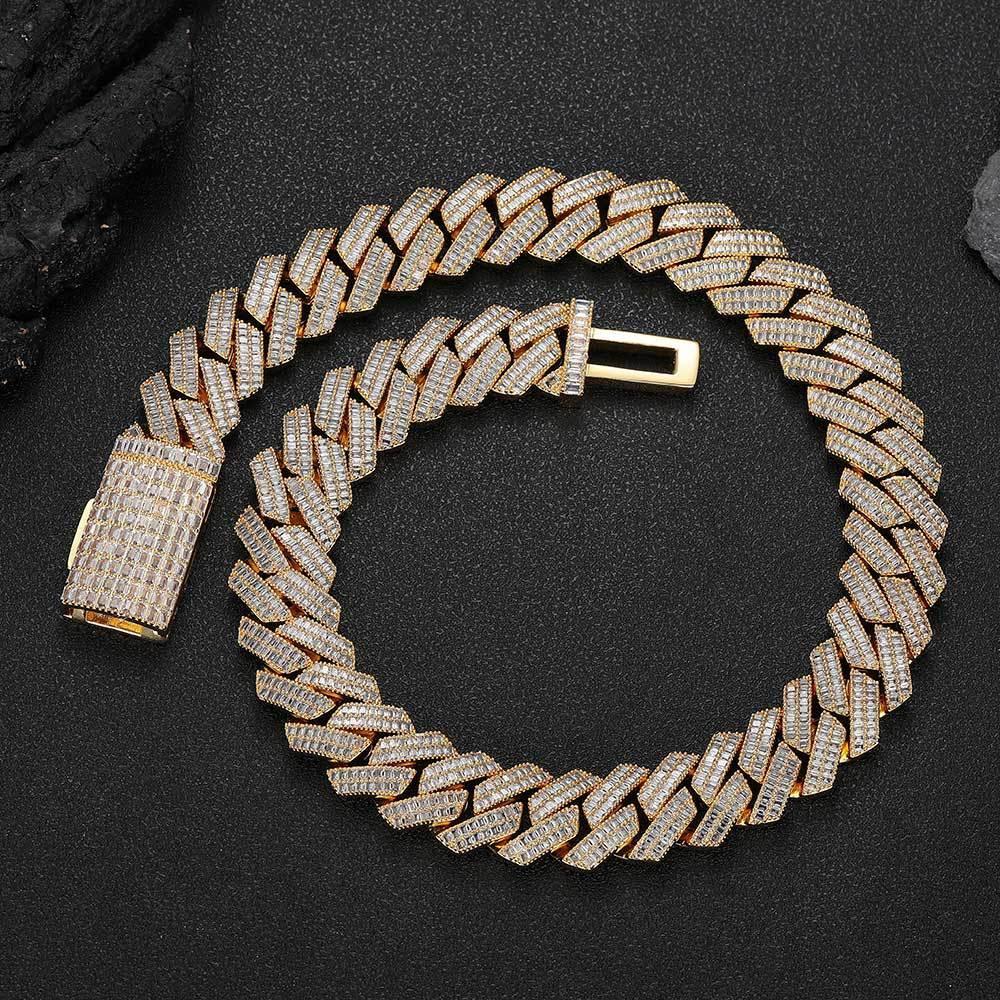 20mm Double Row Cuban Chain Necklace with Square Zircon - CaratixJewelry