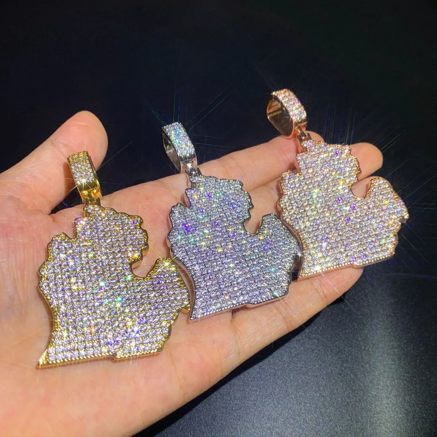 Iced Out North America Map Pendant Necklace – Hip Hop CZ Copper Jewelry - CaratixJewelry