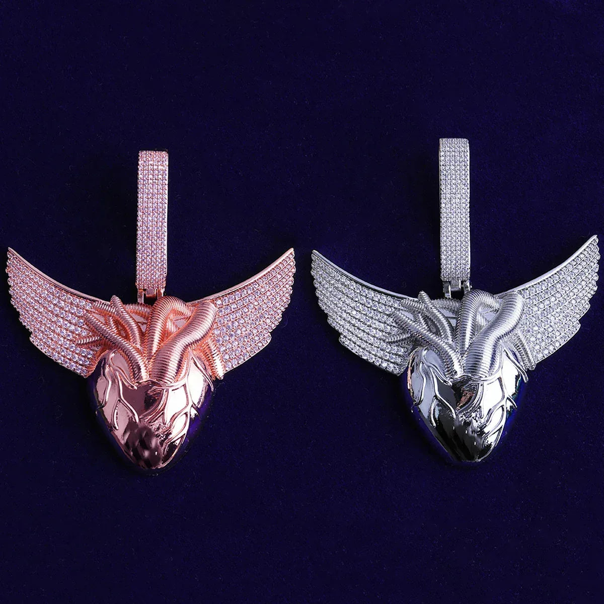 Men's "Freedom & Passion" Necklace | Premium Real Copper CZ Angel Wings - CaratixJewelry