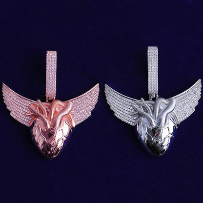 Men's "Freedom & Passion" Necklace | Premium Real Copper CZ Angel Wings - CaratixJewelry
