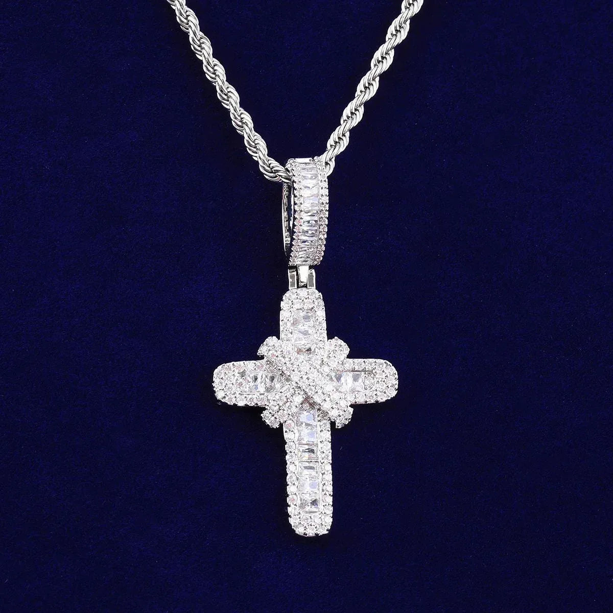 Iced Out "X" Cross Pendant | Women's Opium Style Y2K Necklace - CaratixJewelry