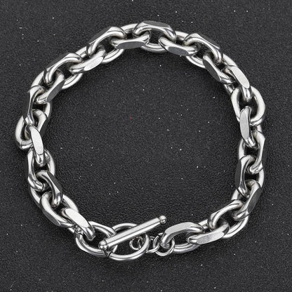 Cross O-Link Stainless Steel Bracelet with Gold Plating for Men | Caratix Jewelry - CaratixJewelry