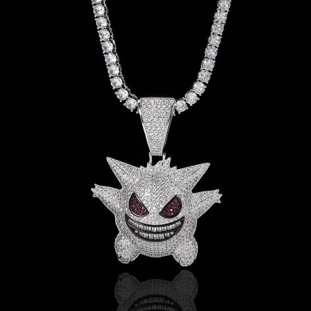 Petite Ghost Pendant Necklace with Micro-Pave Zircon and Gold Plating for Men | Caratix Jewelry - CaratixJewelry