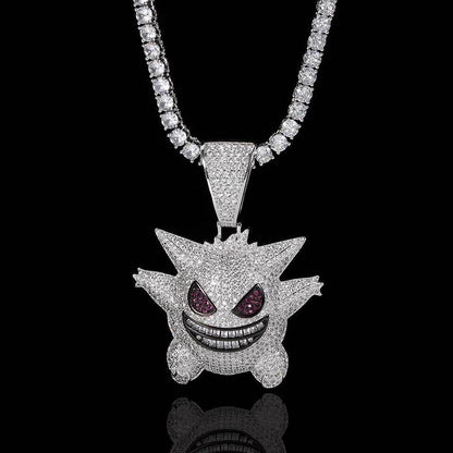 Petite Ghost Pendant Necklace with Micro-Pave Zircon and Gold Plating for Men | Caratix Jewelry - CaratixJewelry