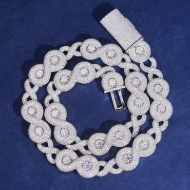 17mm Moissanite “88” Pendant Cuban Link | S925 Silver Men’s Hip Hop Chain - CaratixJewelry