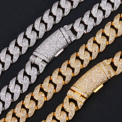 22mm Iced Out Custom Cuban Chain Necklace with Box Clasp - CaratixJewelry