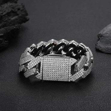 25mm Triple Row Iced-Out Cuban Link Bracelet - CaratixJewelry