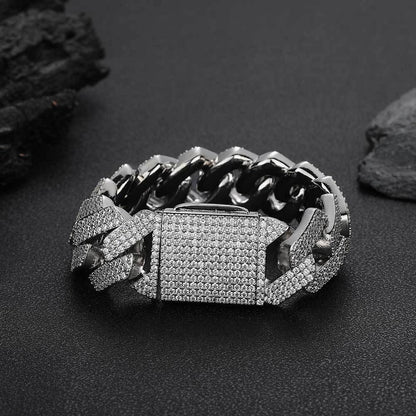 25mm Triple Row Iced-Out Cuban Link Bracelet - CaratixJewelry