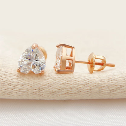 S925 Sterling Silver Heart Moissanite Studs | Romantic Heart Cut Earring | Caratix