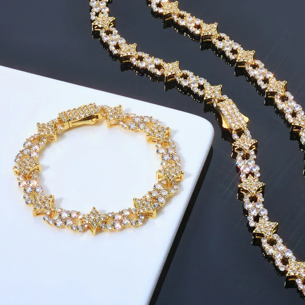 12mm Iced Out Star Figure 8 Bracelet Zircon Rapper Iced Out Chain Style | Caratix Jewelry - CaratixJewelry