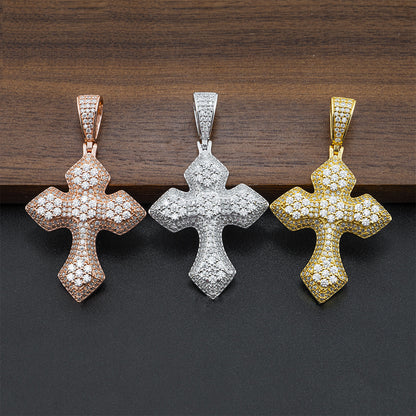 S925 Sterling Silver Moissanite Cross Pendant | Iced Out Cross for Tennis Chain | Caratix