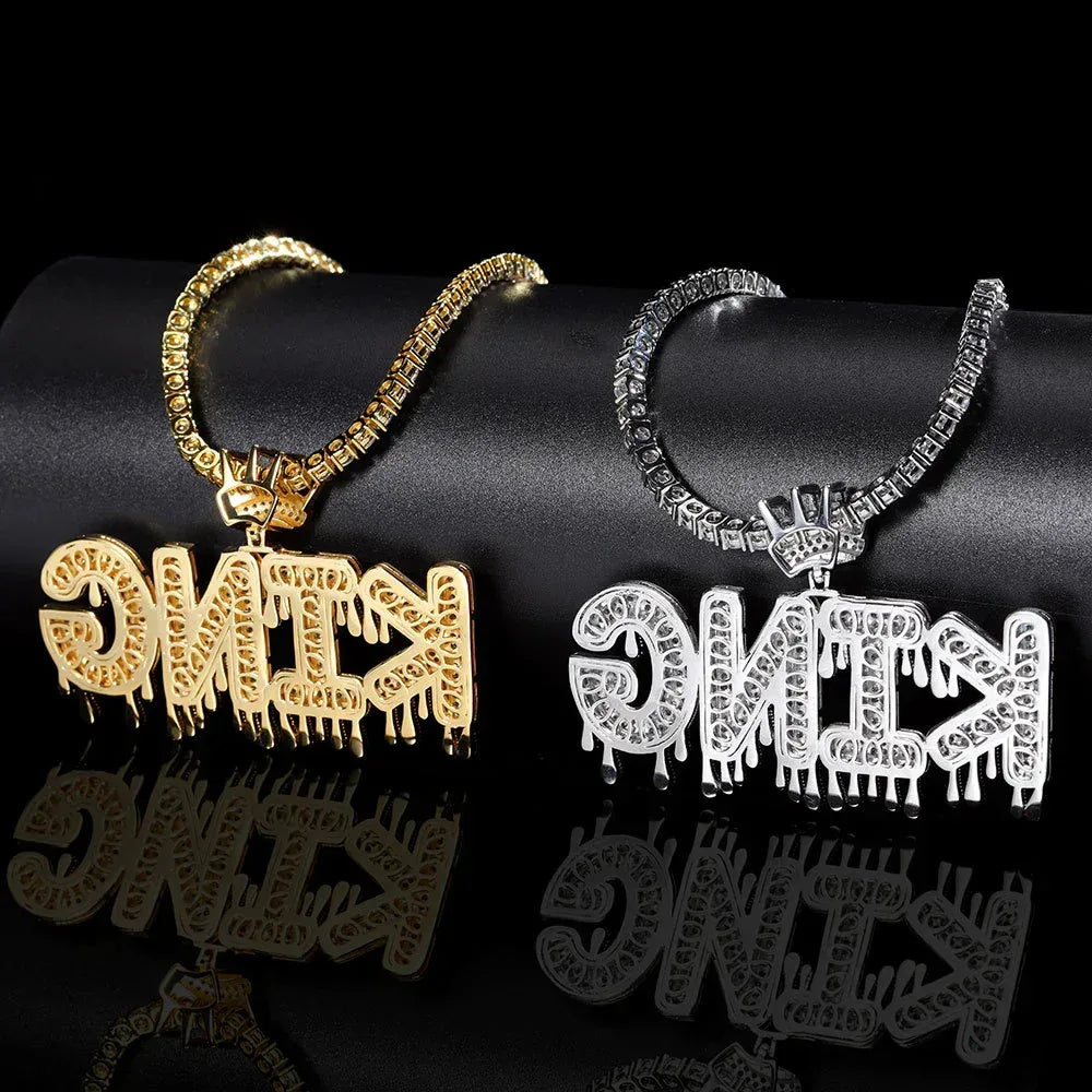 ATM Dollar Letter Pendant Necklace with T-Shaped Zircon Stones for Men | Caratix Jewelry - CaratixJewelry