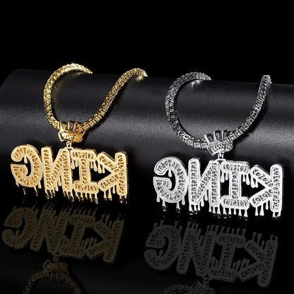 ATM Dollar Letter Pendant Necklace with T-Shaped Zircon Stones for Men | Caratix Jewelry - CaratixJewelry