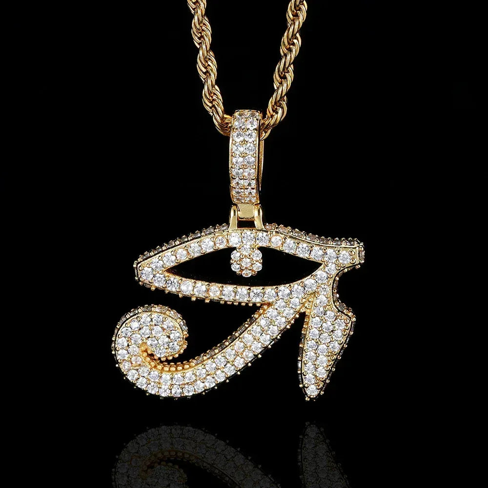 Custom Horus Eye Pendant Necklace with Zircon Stones for Men | Caratix Jewelry - CaratixJewelry