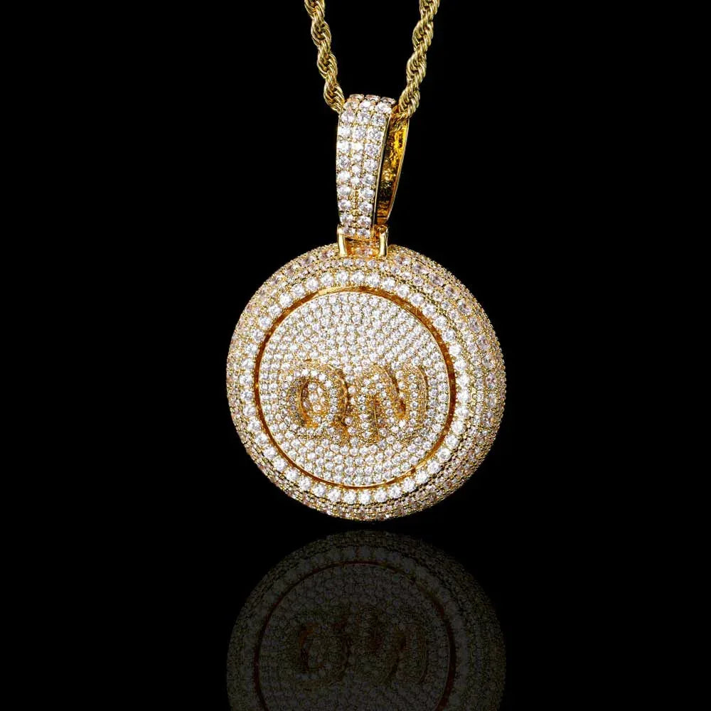 Custom Rotating Letter Pendant Necklace with Micro-Pave Zircon Stones for Men | Caratix Jewelry - CaratixJewelry