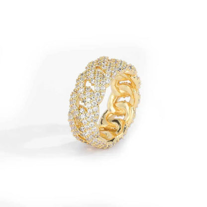 10mm Bubble Cuban Ring with Full Zircon for Men | Trendy Hip Hop Jewelry | Caratix Jewelry - CaratixJewelry