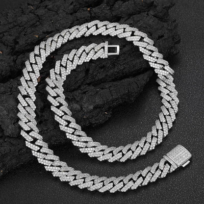 12mm -Cut Moissanite Cuban Link Chain – S925 Sterling Silver Iced-Out Hip Hop Men’s Luxury Streetwear Necklace - CaratixJewelry