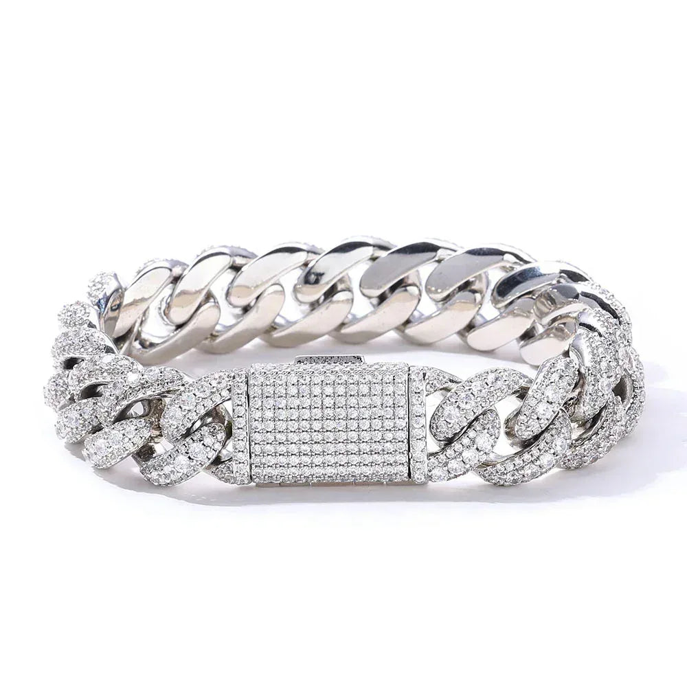 Bubble Iced-Out Cuban Link Bracelet with Zircon Stones - CaratixJewelry