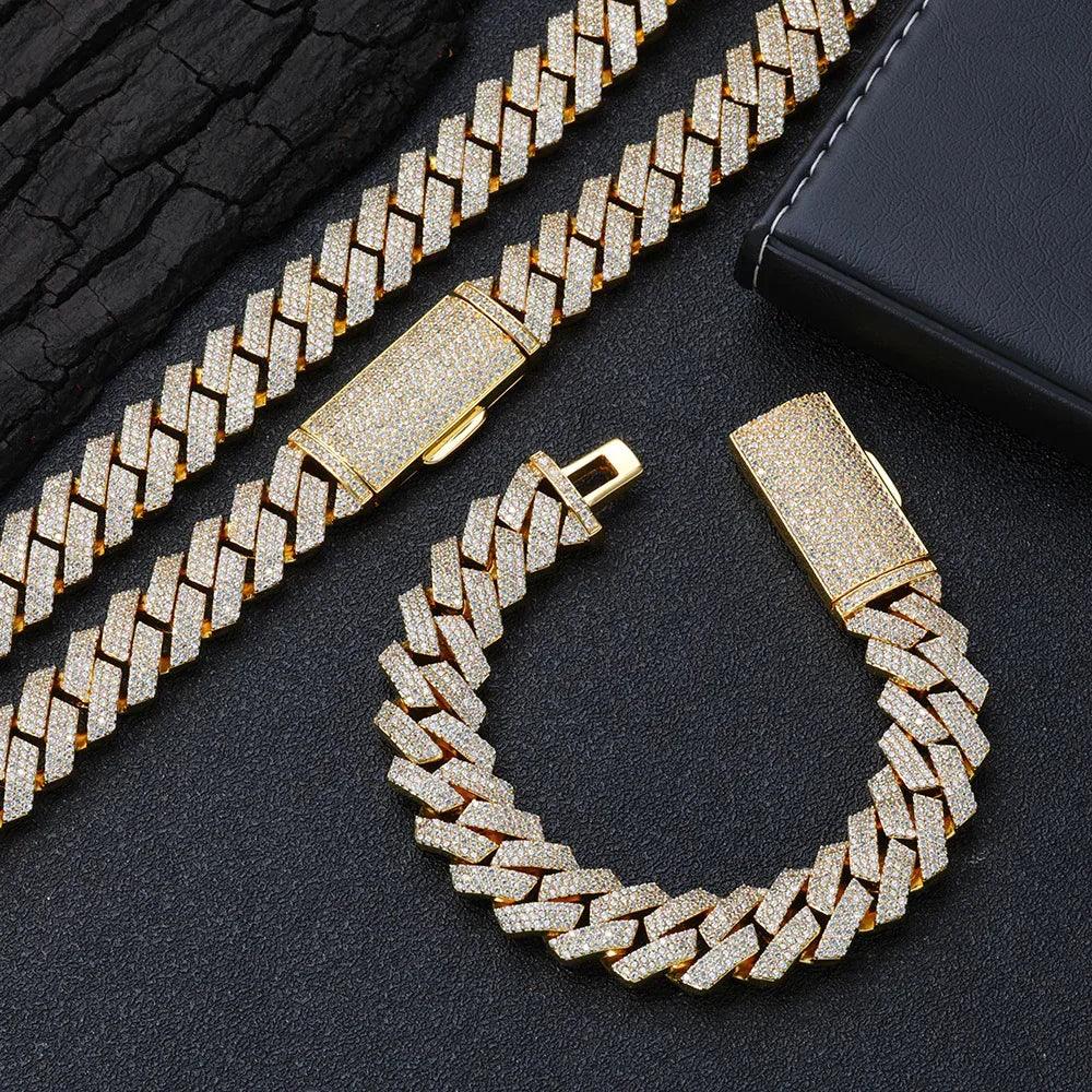 16mm Triple Row Iced-Out Cuban Link Bracelet - CaratixJewelry