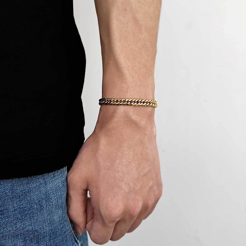 7mm & 9mm Double Weave Cuban Chain Bracelet - CaratixJewelry