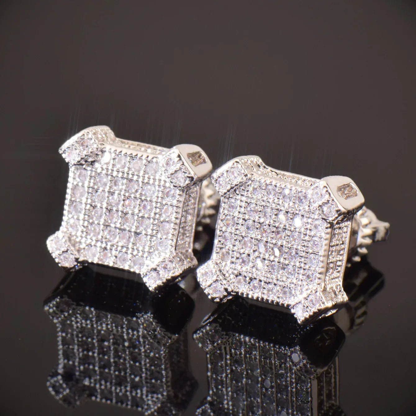 Square Stud Earrings with Zircon | Trendy & Minimalist Hip Hop Jewelry for Men & Women | Caratix Jewelry - CaratixJewelry