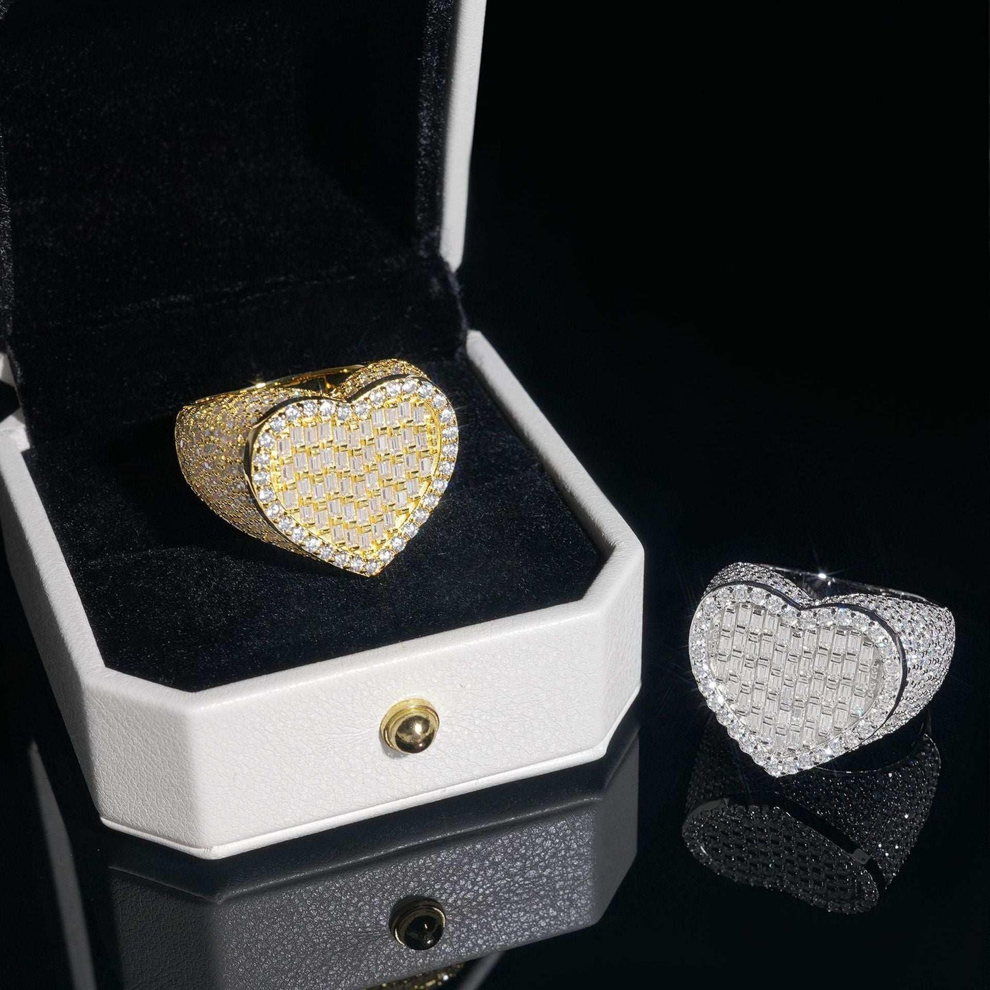 Heart Moissanite Iced Out Ring | S925 Silver Unisex Hip Hop Fashion Jewelry - CaratixJewelry